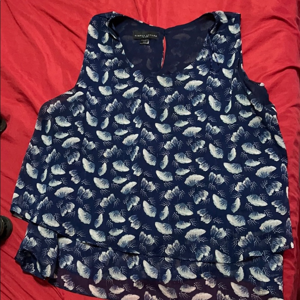 Blue feathered blouse